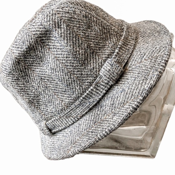 Kangol Wool Herringbone Fedora Hat Gray Medium - Picture 2 of 6